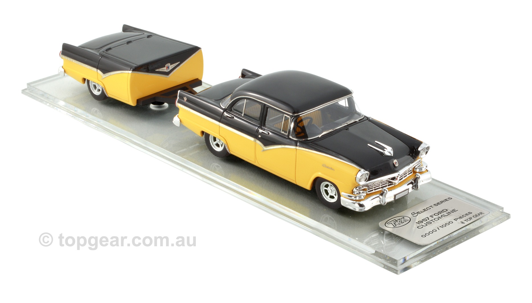 TSS22S 1957 Ford Customline With Trailer – Yellow/Black.